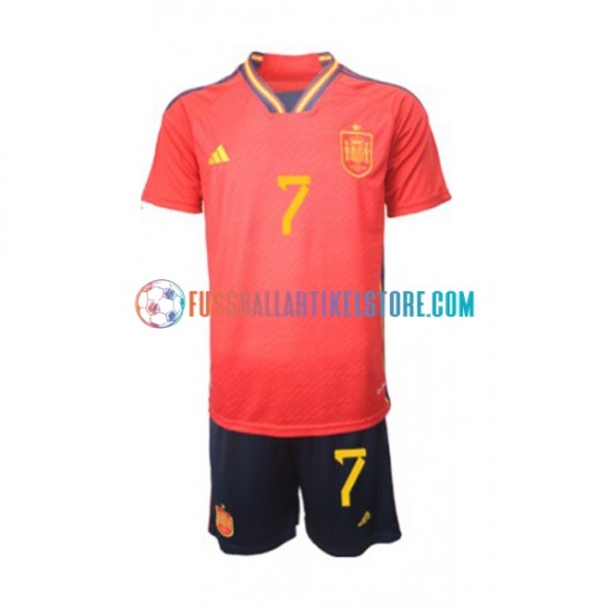 Spanien Heimausrüstung Alvaro Morata 7 World Cup 2022 Kinder Set(Trikot und Hose) S/S