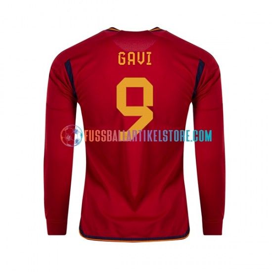 Spanien Heimausrüstung Gavi 9 World Cup 2022 Herren Trikot L/S