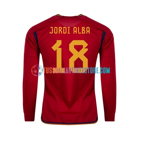 Spanien Heimausrüstung JORDI ALBA 18 World Cup 2022 Herren Trikot L/S