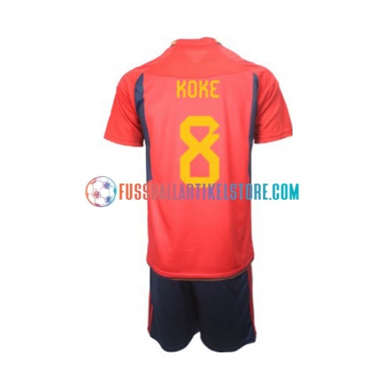 Spanien Heimausrüstung Koke 8 World Cup 2022 Kinder Set(Trikot und Hose) S/S