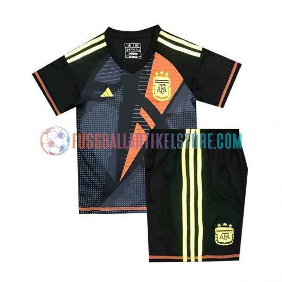 Argentinien Heimausrüstung Torwart Euro 2024 Kinder Set(Trikot und Hose) Schwarz S/S