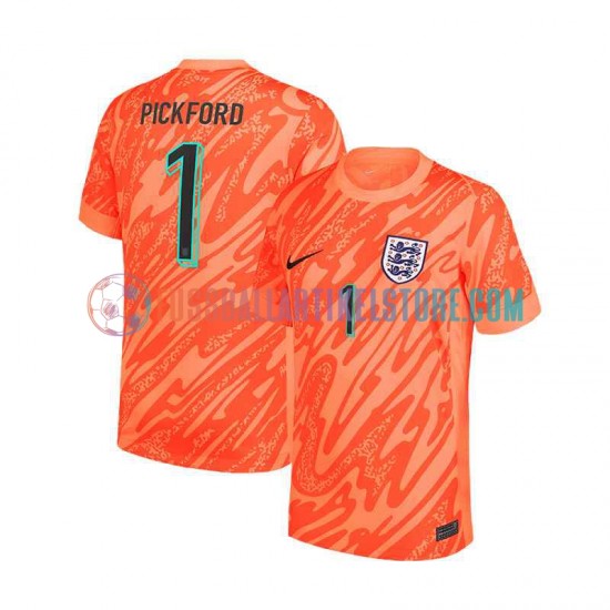 England Heimausrüstung Torwart Pickford 1 Euro 2024 Herren Trikot Orange S/S