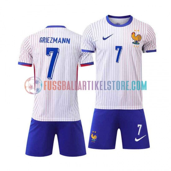 Frankreich Auswärtsausrüstung Antoine Griezmann 7 Euro 2024 Kinder Set(Trikot und Hose) S/S