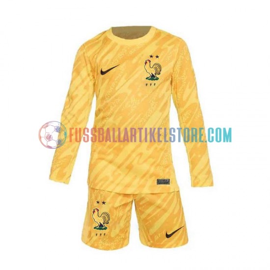 Frankreich Heimausrüstung Torwart Euro 2024 Kinder Set(Trikot und Hose) Gelb L/S