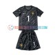 Frankreich Auswärtsausrüstung Torwart Hugo Lloris 1 Euro 2024 Kinder Set(Trikot und Hose) Schwarz S/S