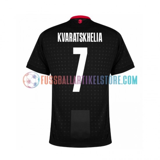 Georgien Auswärtsausrüstung Kvaratskhelia 7 Euro 2024 Herren Trikot Schwarz S/S