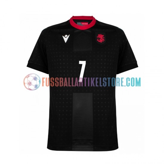 Georgien Auswärtsausrüstung Kvaratskhelia 7 Euro 2024 Herren Trikot Schwarz S/S