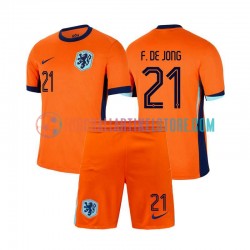 Niederlande Heimausrüstung Frenkie de Jong 21 Euro 2024 Kinder Set(Trikot und Hose) S/S