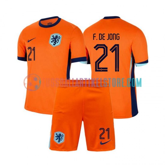 Niederlande Heimausrüstung Frenkie de Jong 21 Euro 2024 Kinder Set(Trikot und Hose) S/S