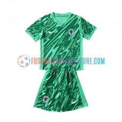 Niederlande Heimausrüstung Torwart Euro 2024 Kinder Set(Trikot und Hose) Grün S/S