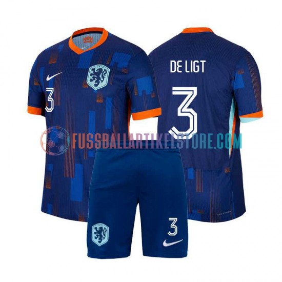 Niederlande Auswärtsausrüstung Matthijs de Ligt 3 Euro 2024 Kinder Set(Trikot und Hose) S/S