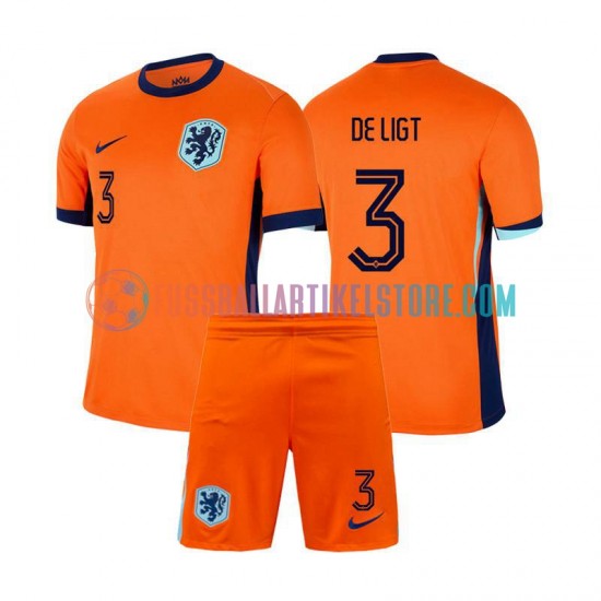 Niederlande Heimausrüstung Matthijs de Ligt 3 Euro 2024 Kinder Set(Trikot und Hose) S/S