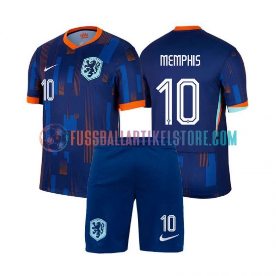 Niederlande Auswärtsausrüstung Memphis Depay 10 Euro 2024 Kinder Set(Trikot und Hose) S/S