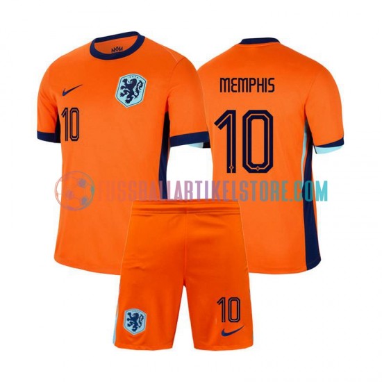 Niederlande Heimausrüstung Memphis Depay 10 Euro 2024 Kinder Set(Trikot und Hose) S/S