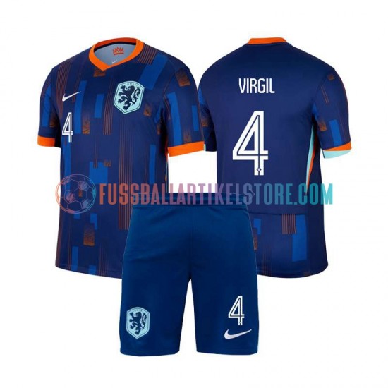 Niederlande Auswärtsausrüstung Virgil van Dijk 4 Euro 2024 Kinder Set(Trikot und Hose) S/S