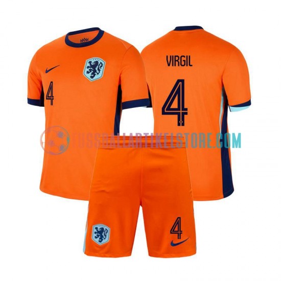 Niederlande Heimausrüstung Virgil van Dijk 4 Euro 2024 Kinder Set(Trikot und Hose) S/S