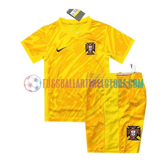 Portugal Heimausrüstung Torwart Euro 2024 Kinder Set(Trikot und Hose) Gelb S/S