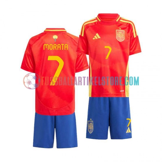 Spanien Heimausrüstung Alvaro Morata 7 Euro 2024 Kinder Set(Trikot und Hose) S/S