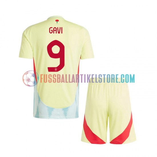 Spanien Auswärtsausrüstung Gavi 9 Euro 2024 Kinder Set(Trikot und Hose) S/S