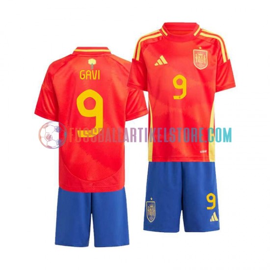 Spanien Heimausrüstung Gavi 9 Euro 2024 Kinder Set(Trikot und Hose) S/S