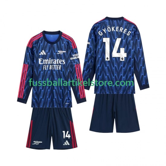 Arsenal Auswärtsausrüstung Gyokeres 14 2025-2026 Kinder Set(Trikot und Hose) L/S