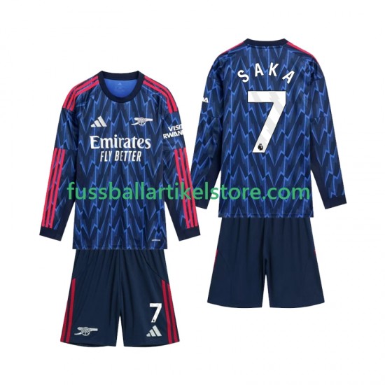 Arsenal Auswärtsausrüstung Saka 7 2025-2026 Kinder Set(Trikot und Hose) L/S