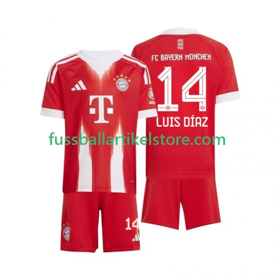 FC Bayern München Heimausrüstung Luis Diaz 14 2025-2026 Kinder Set(Trikot und Hose) S/S