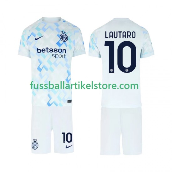 Inter Mailand Auswärtsausrüstung Lautaro Martinez 10 2025-2026 Kinder Set(Trikot und Hose) S/S