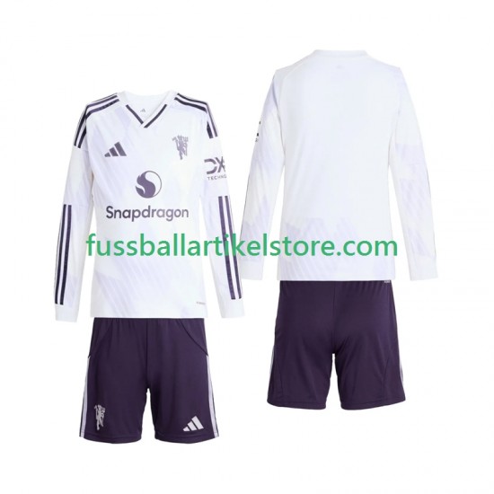 Manchester United Auswärtsausrüstung 2025-2026 Kinder Set(Trikot und Hose) L/S