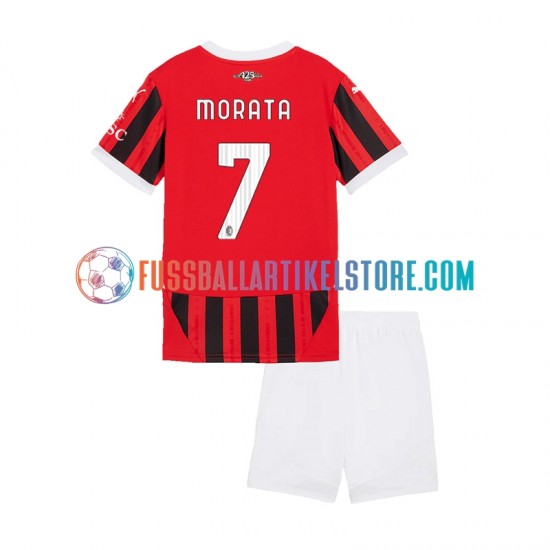 AC Mailand Heimausrüstung Alvaro Morata 7 2024-2025 Kinder Set(Trikot und Hose) S/S