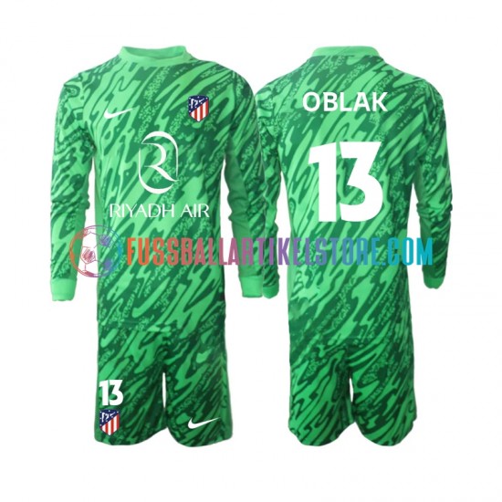 Atlético Madrid Auswärtsausrüstung Torwart Jan Oblak 13 2024-2025 Kinder Set(Trikot und Hose) L/S