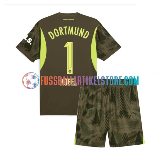 Borussia Dortmund Auswärtsausrüstung Torwart Gregor Kobel 1 2024-2025 Kinder Set(Trikot und Hose) S/S