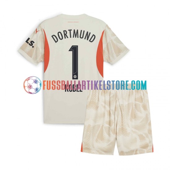 Borussia Dortmund Heimausrüstung Torwart Gregor Kobel 1 2024-2025 Kinder Set(Trikot und Hose) S/S