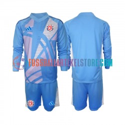 Costa Rica Heimausrüstung Torwart 2024 Kinder Set(Trikot und Hose) Blau L/S