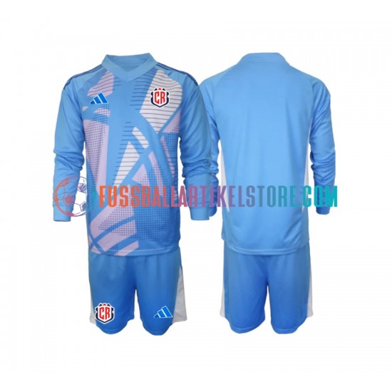 Costa Rica Heimausrüstung Torwart 2024 Kinder Set(Trikot und Hose) Blau L/S