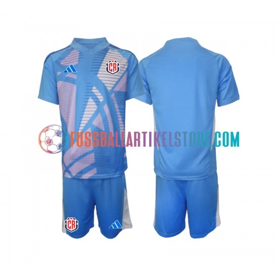 Costa Rica Heimausrüstung Torwart 2024 Kinder Set(Trikot und Hose) Blau S/S