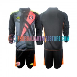 Costa Rica Ausweichausrüstung Torwart 2024 Kinder Set(Trikot und Hose) Schwarz L/S
