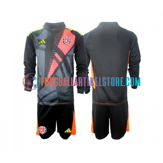 Costa Rica Ausweichausrüstung Torwart 2024 Kinder Set(Trikot und Hose) Schwarz L/S