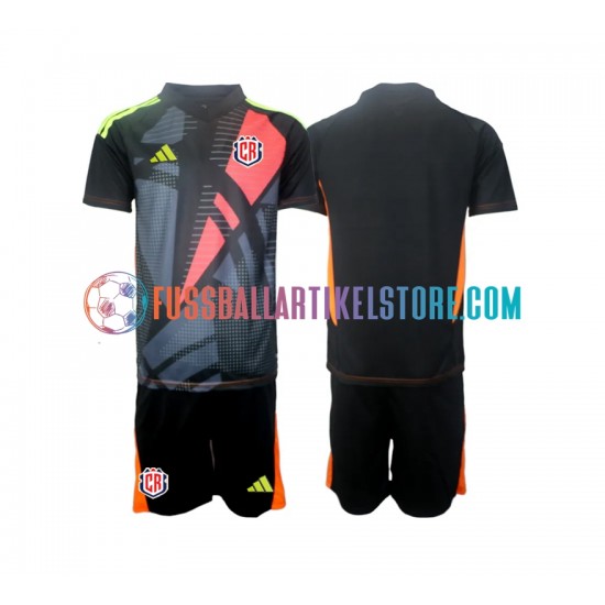 Costa Rica Ausweichausrüstung Torwart 2024 Kinder Set(Trikot und Hose) Schwarz S/S