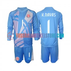 Costa Rica Heimausrüstung Torwart Keylor Navas 1 2024 Kinder Set(Trikot und Hose) Blau L/S
