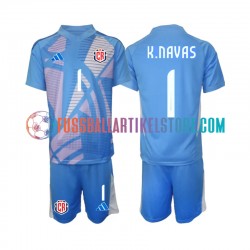 Costa Rica Heimausrüstung Torwart Keylor Navas 1 2024 Kinder Set(Trikot und Hose) Blau S/S