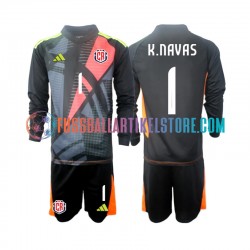 Costa Rica Ausweichausrüstung Torwart Keylor Navas 1 2024 Kinder Set(Trikot und Hose) Schwarz L/S