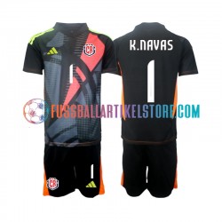 Costa Rica Ausweichausrüstung Torwart Keylor Navas 1 2024 Kinder Set(Trikot und Hose) Schwarz S/S