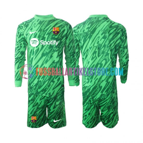 FC Barcelona Heimausrüstung Torwart 2024-2025 Kinder Set(Trikot und Hose) Grün L/S