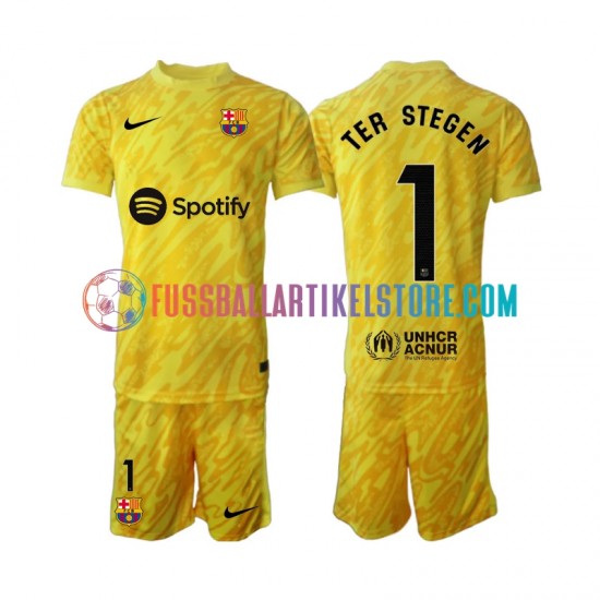 FC Barcelona Auswärtsausrüstung Torwart Ter Stegen 1 2024-2025 Kinder Set(Trikot und Hose) S/S