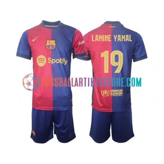 FC Barcelona Heimausrüstung UCL Font Lamine Yamal 19 2024-2025 Kinder Set(Trikot und Hose) S/S