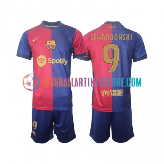 FC Barcelona Heimausrüstung UCL Font Robert Lewandowski 9 2024-2025 Kinder Set(Trikot und Hose) S/S