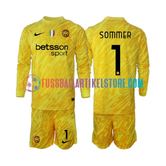 Inter Mailand Auswärtsausrüstung Torwart Yann Sommer 1 2024-2025 Kinder Set(Trikot und Hose) L/S