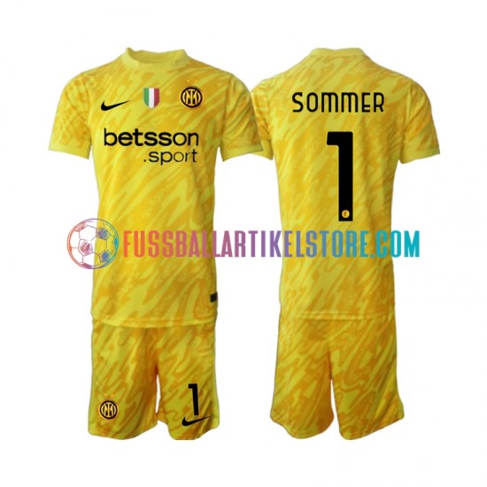 Inter Mailand Auswärtsausrüstung Torwart Yann Sommer 1 2024-2025 Kinder Set(Trikot und Hose) S/S