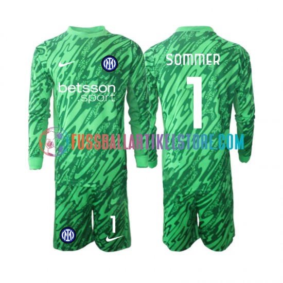 Inter Mailand Heimausrüstung Torwart Yann Sommer 1 2024-2025 Kinder Set(Trikot und Hose) L/S